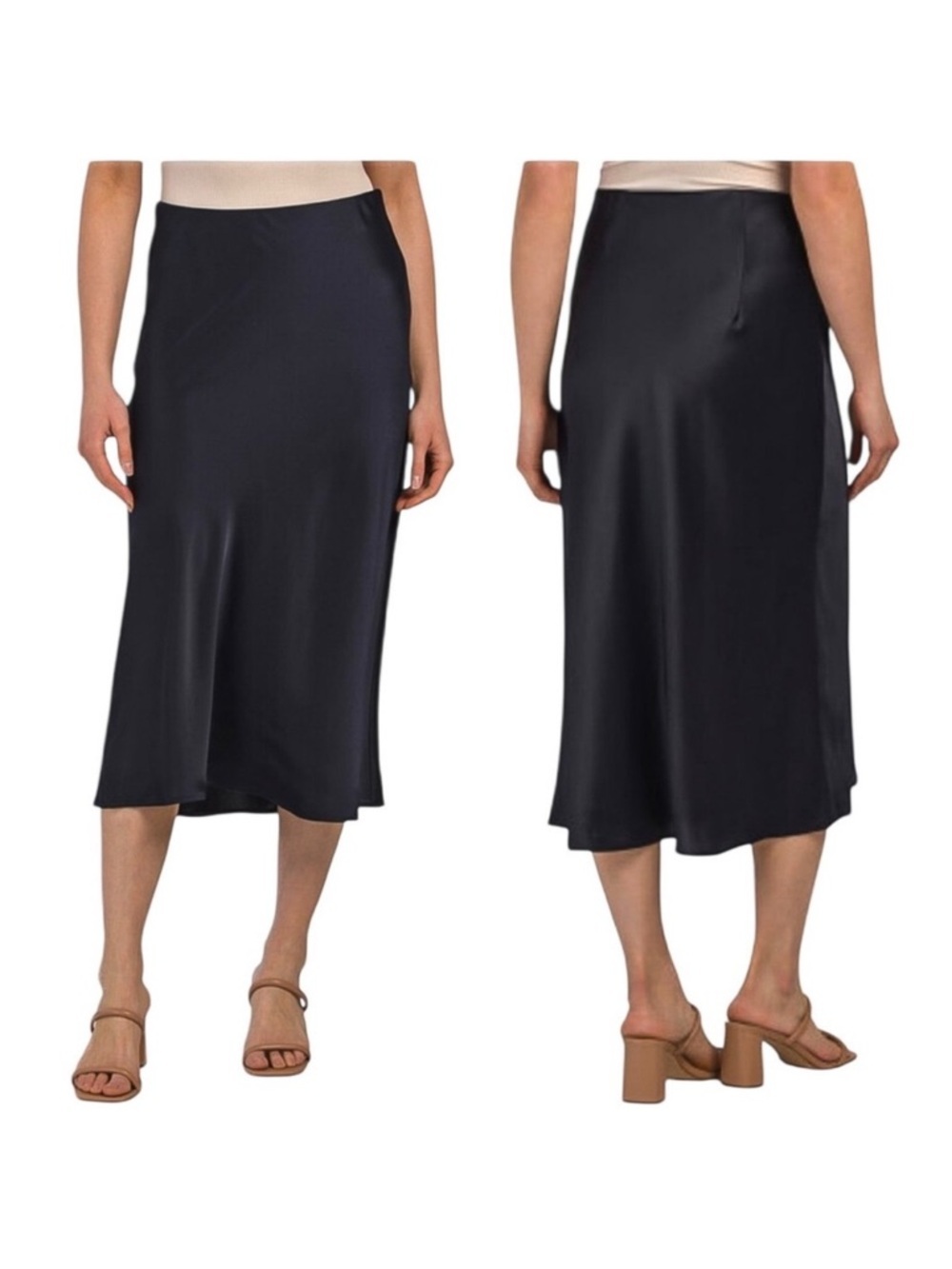 Rachel Zoe Silky Satin A-Line Midi Skirt Size 8